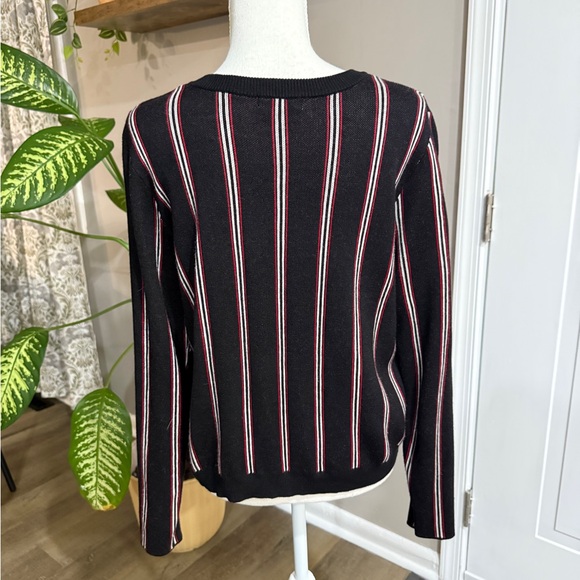 Gianni Bini Women’s Black, white and red virtically Striped Sweater. Size Large. - Picture 2 of 7